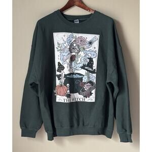 The Witch Tarot Card Sweatshirt 2X Unisex Halloween Novelty Cauldron